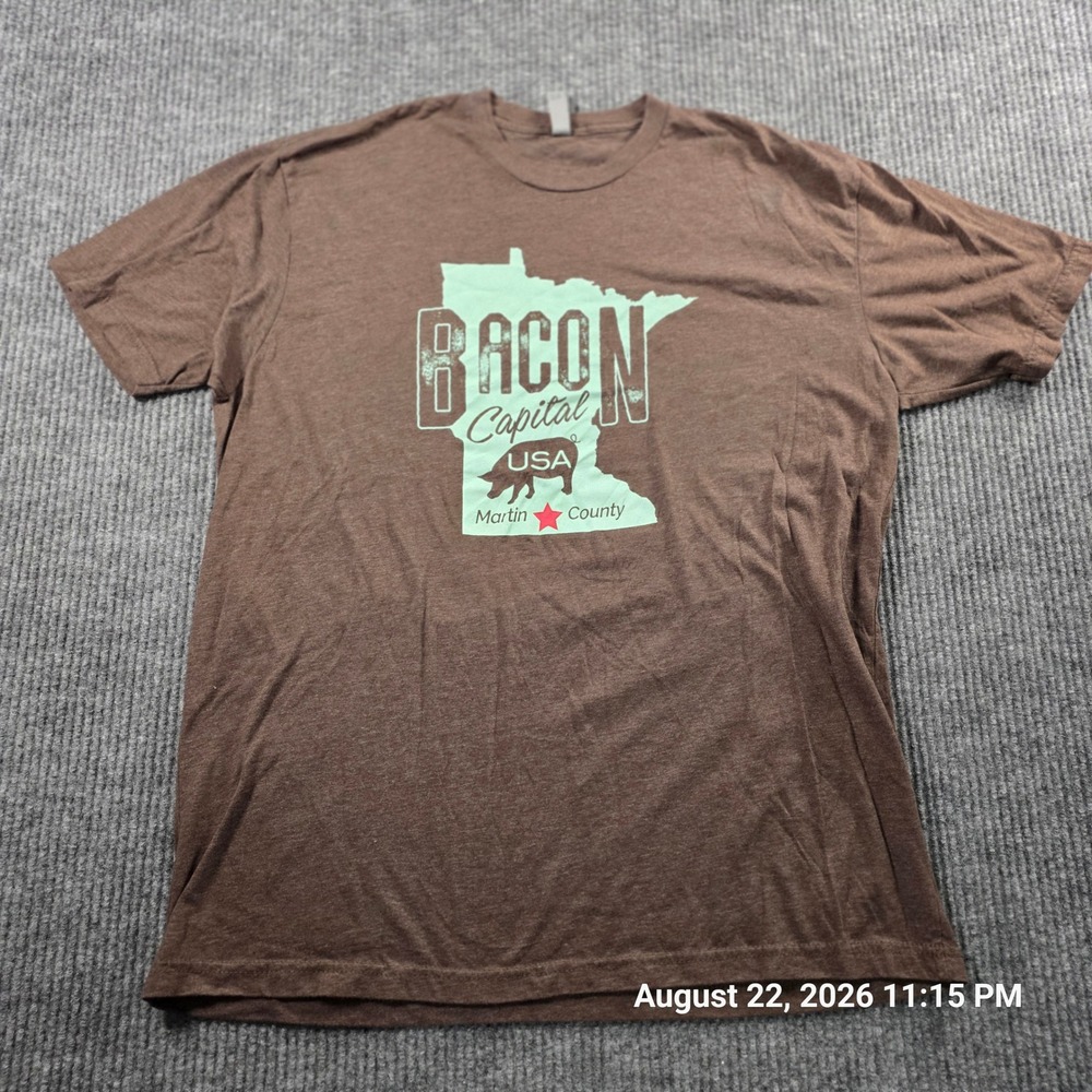 Next Level Apparel Mens XL Bacon Capital USA Martin County MN Graphic T-Shirt